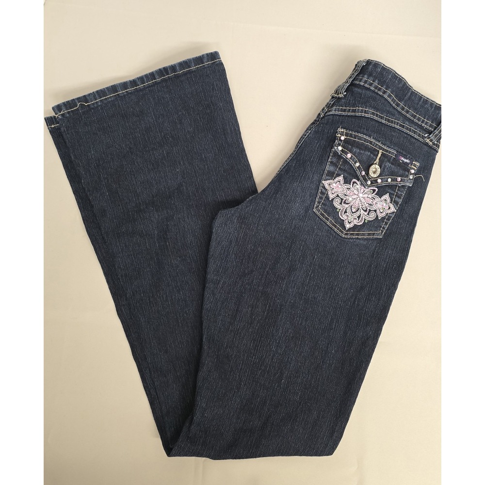 Angels Denim Jeans Junior's Size 16 Bling Pockets Flare Leg Stretch
